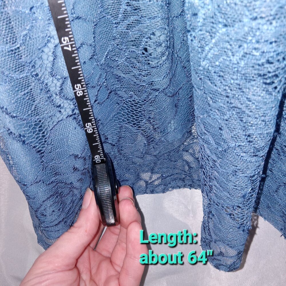 NWT DB Studio Lace A-Line Gown 16 Blue Floor Length V-Neck Formal Prom Wedding - Picture 7 of 15